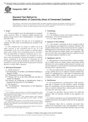 Método de prueba estándar para la determinación de la coercitividad (Hcs) de carburos cementados