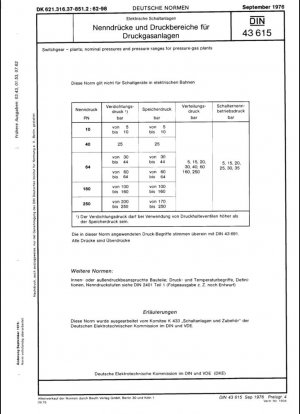 Plantas de distribución; Presión nominal y rangos de presión para plantas de gas a presión.