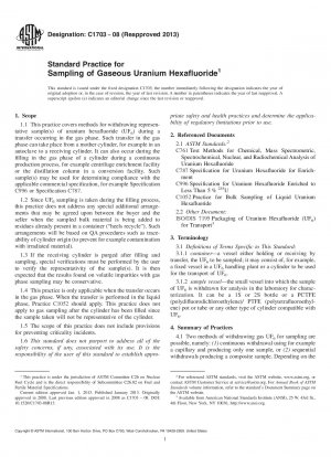 Práctica estándar para el muestreo de hexafluoruro de uranio gaseoso