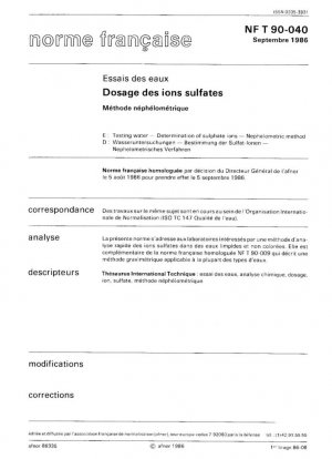 Análisis de agua - Determinación de iones sulfato - Método nefelométrico.