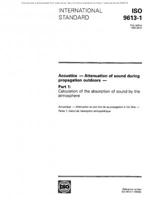 Acústica - Atenuación del sonido durante la propagación en exteriores - Parte 1: Cálculo de la absorción del sonido por la atmósfera