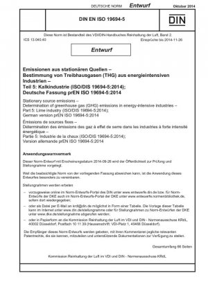 Emisiones de fuentes permanentes Emisiones de gases de efecto invernadero (THG) de industrias de uso intensivo de energía Parte 5: Industria de la cal