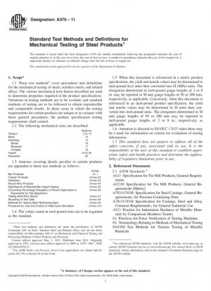 Métodos de prueba estándar y definiciones para pruebas mecánicas de productos de acero