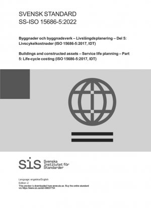 Edificios y activos construidos. Planificación de la vida útil. Parte 5: Cálculo del coste del ciclo de vida (ISO 15686-5:2017, IDT)