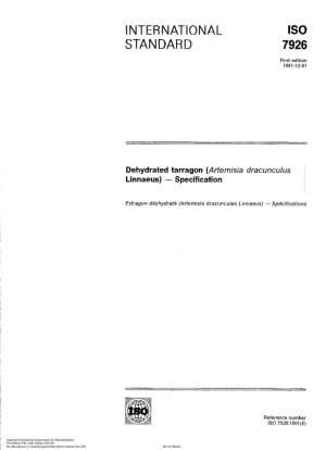 Estragón deshidratado (Artemisia dracunculus Linnaeus); especificación