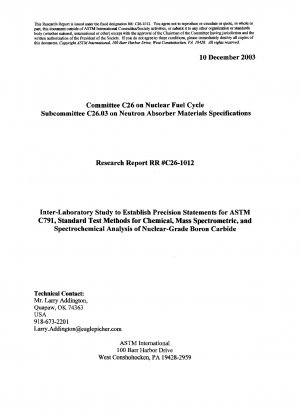 C0791-Métodos de prueba estándar para análisis químico, espectrométrico de masas y espectroquímico de carburo de boro de grado nuclear