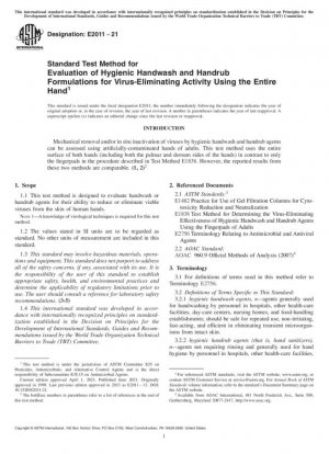 Método de prueba estándar para la evaluación de formulaciones higiénicas de lavado y frotación de manos para la actividad de eliminación de virus utilizando toda la mano