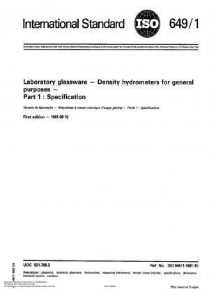 Cristalería de laboratorio; Densímetros para uso general; Parte 1: Especificación