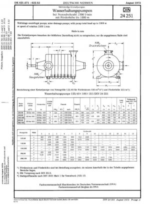 Bombas centrífugas multietapas; Bombas de drenaje para minas, con altura total de bomba de hasta 1000 m con velocidad de rotación de 1500 l/min.