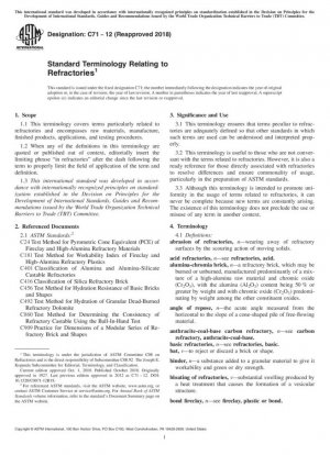Terminología estándar relacionada con los refractarios