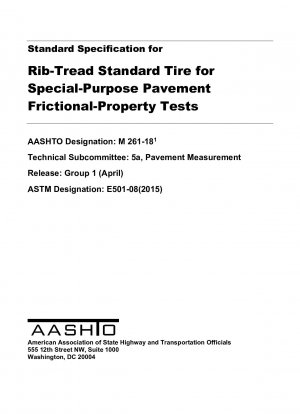 Especificación estándar para neumáticos estándar con banda de rodadura nervada para pruebas de propiedades de fricción en pavimentos para fines especiales