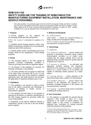 DIRECTRIZ DE SEGURIDAD PARA LA FORMACIÓN DEL PERSONAL DE INSTALACIÓN, MANTENIMIENTO Y SERVICIO DE EQUIPOS DE FABRICACIÓN DE SEMICONDUCTOR