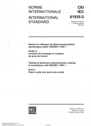 Pruebas de cableado de comunicación balanceado de acuerdo con ISO/IEC 11801 - Parte 2: Latiguillos y cables de área de trabajo