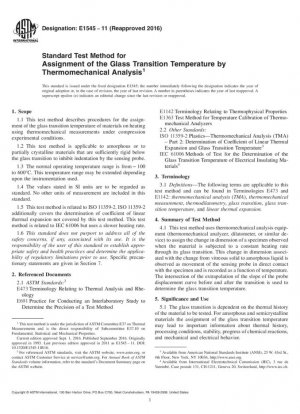 Método de prueba estándar para la asignación de la temperatura de transición vítrea mediante análisis termomecánico