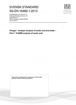Vinagre - Análisis isotópico del ácido acético y del agua - Parte 1: Análisis de RMN 2H del ácido acético