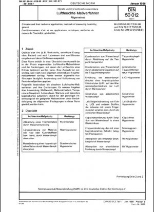 Climas y su aplicación técnica; métodos para medir la humedad; general