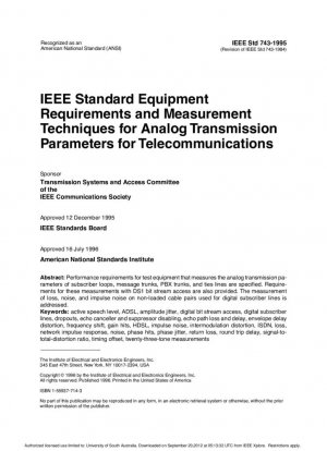 Requisitos de equipos estándar y técnicas de medición para parámetros de transmisión analógica para telecomunicaciones
