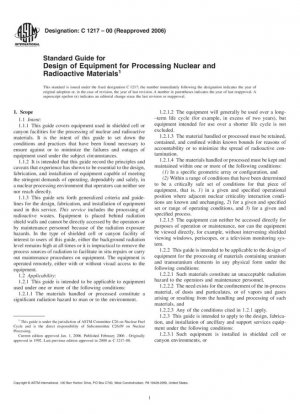 Guía estándar para el diseño de equipos para el procesamiento de materiales nucleares y radiactivos
