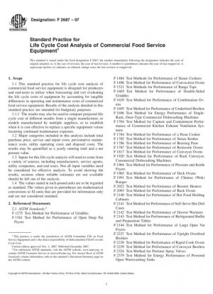 Práctica estándar para el análisis de costos del ciclo de vida de equipos comerciales de servicio de alimentos