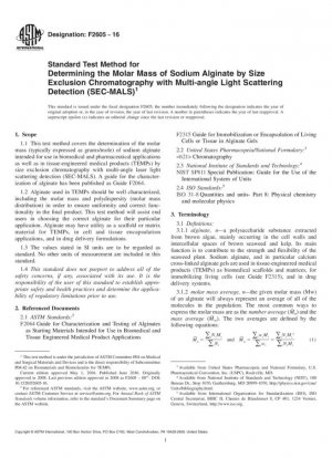 Método de prueba estándar para determinar la masa molar de alginato de sodio mediante cromatografía de exclusión por tamaño con detección de dispersión de luz de múltiples ángulos (SEC-MALS)