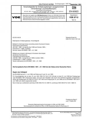 Balastos para lámparas de descarga (excluidas las lámparas fluorescentes tubulares); Requisitos de rendimiento