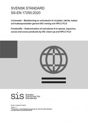 Alimentos - Determinación de ocratoxina A en especias, regaliz, cacao y productos de cacao mediante purificación por IAC y HPLC-FLD