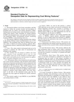 Práctica estándar para datos geoespaciales para representar características de la minería del carbón