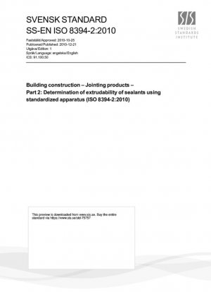 Construcción de edificios - Productos de unión - Parte 2: Determinación de la extruibilidad de los sellantes utilizando aparatos estandarizados (ISO 8394-2:2010)