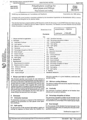 Recubrimientos de polietileno para tuberías y accesorios de acero; requisitos y pruebas