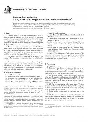 Método de prueba estándar para módulo de Young, módulo tangente y módulo de cuerda