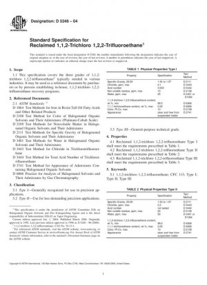 Especificación estándar para 1,1,2-tricloro 1,2,2-trifluoroetano recuperado