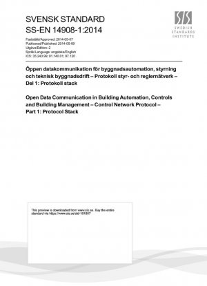 Comunicación de Datos Abiertos en la Automatización de Edificios, Control y Gestión de Edificios - Protocolo de Red de Control - Parte 1: Pila de Protocolos