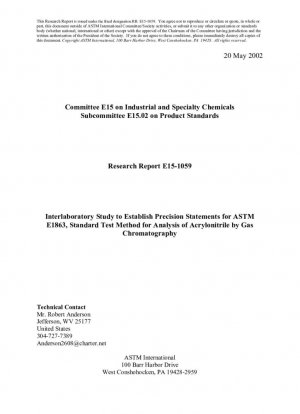 Estudio interlaboratorio para establecer declaraciones de precisión para ASTM E1863, método de prueba estándar para el análisis de acrilonitrilo por cromatografía de gases