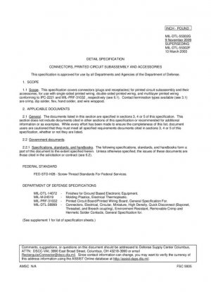 Especificación detallada de conectores, subconjuntos de circuitos impresos y accesorios