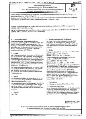 Pruebas de combustibles líquidos; determinación de la aceptación de bromo mediante el método electrométrico Dead-Stop de muestras con una aceptación de bromo de hasta 0,5 g/100 g (BB)