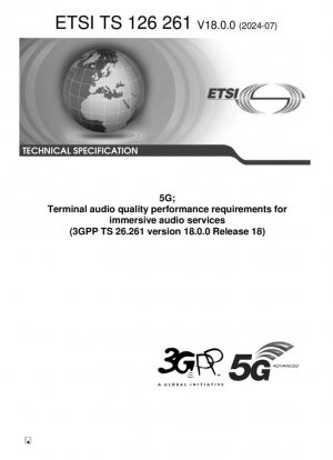 5G; Requisitos de rendimiento de calidad de audio de terminal para servicios de audio inmersivo (3GPP TS 26.261 versión 18.0.0 Release 18)