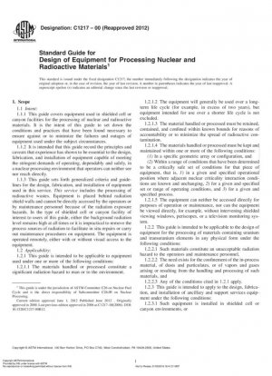 Guía estándar para el diseño de equipos para el procesamiento de materiales nucleares y radiactivos