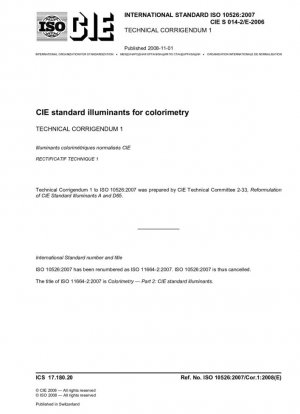 iluminantes estándar CIE para colorimetría; Corrigendum técnico 1