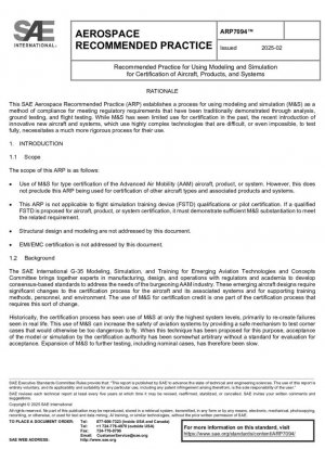 Práctica recomendada para el uso de modelos y simulación para la certificación de aeronaves, productos y sistemas