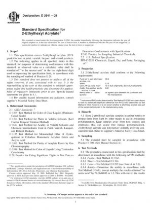 Especificación estándar para acrilato de 2-etilhexilo