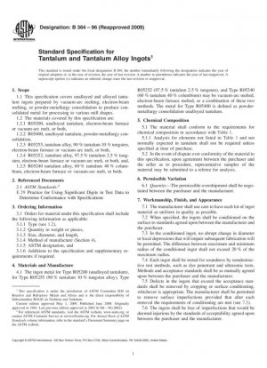 Especificación estándar para lingotes de tantalio y aleación de tantalio