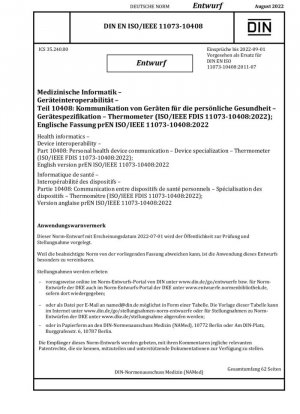 Interoperabilidad de equipos de tecnología de información médica Parte 10408: Dispositivos de salud personales Dispositivos de comunicación Termómetros especializados