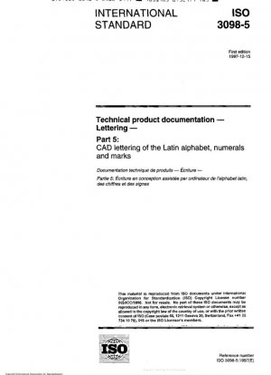 Documentación técnica del producto - Rotulación - Parte 5: Rotulación CAD del alfabeto latino, números y marcas