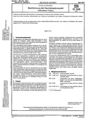 Pruebas de aceites minerales; Determinación del número de neutralización, valoración con indicador de color