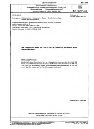 Especificación detallada en blanco: Inductores bobinados de montaje superficial de calidad evaluada - Nivel de evaluación E; Versión alemana EN 129101:1993/A2:1995