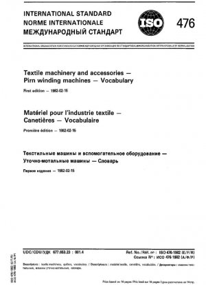 Maquinaria y accesorios textiles; Máquinas de bobinado de piñones; Vocabulario edición trilingüe