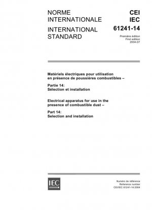 Aparatos eléctricos para uso en presencia de polvo combustible. Parte 14: Selección e instalación.