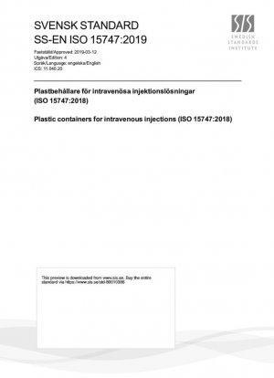 Recipientes de plástico para inyecciones intravenosas (ISO 15747:2018)
