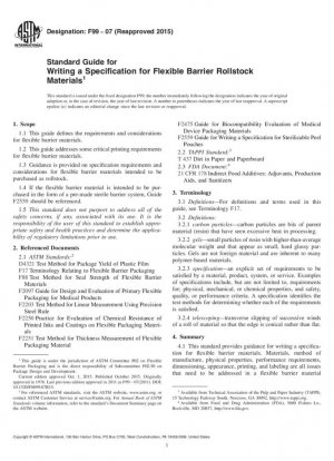 Guía estándar para redactar una especificación para materiales en rollo de barrera flexible