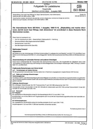 Construcción naval; accesorios de tacón tipo horquilla para plumas de torres de perforación de barcos; dimensiones principales; idéntico a ISO 6044, edición 1985